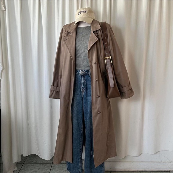 London Fog Jackets & Blazers - Vintage 1980s London Fog Trench Coat Brown size 14